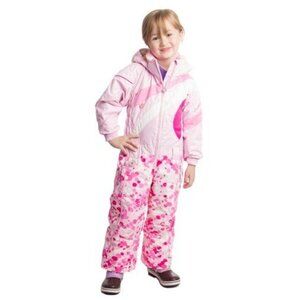 Obermeyer Kids Size 3 Pink Astro Snowsuit With Hood & Fun Pattern